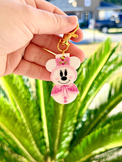 Bag Charm Winter Pastel Snowman Mouse