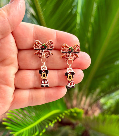 Dangle Lebkuchen Bow Mouse Earrings