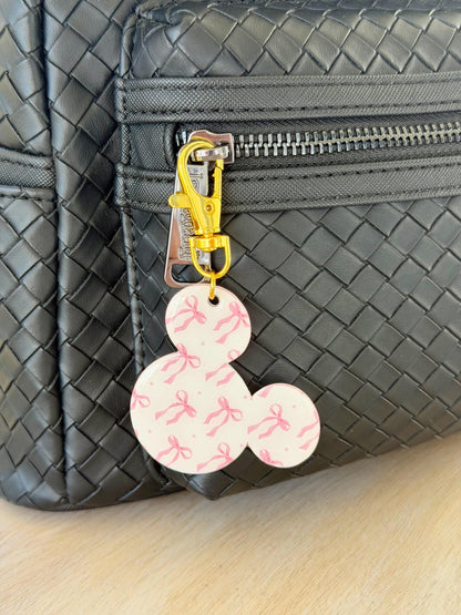 Bag Charm Pink Coquette Bow Mouse