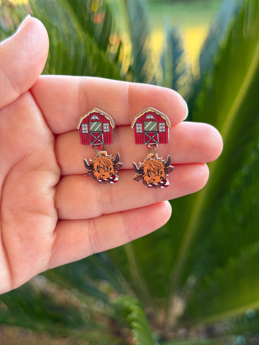 Dangle Highland Cow Earrings