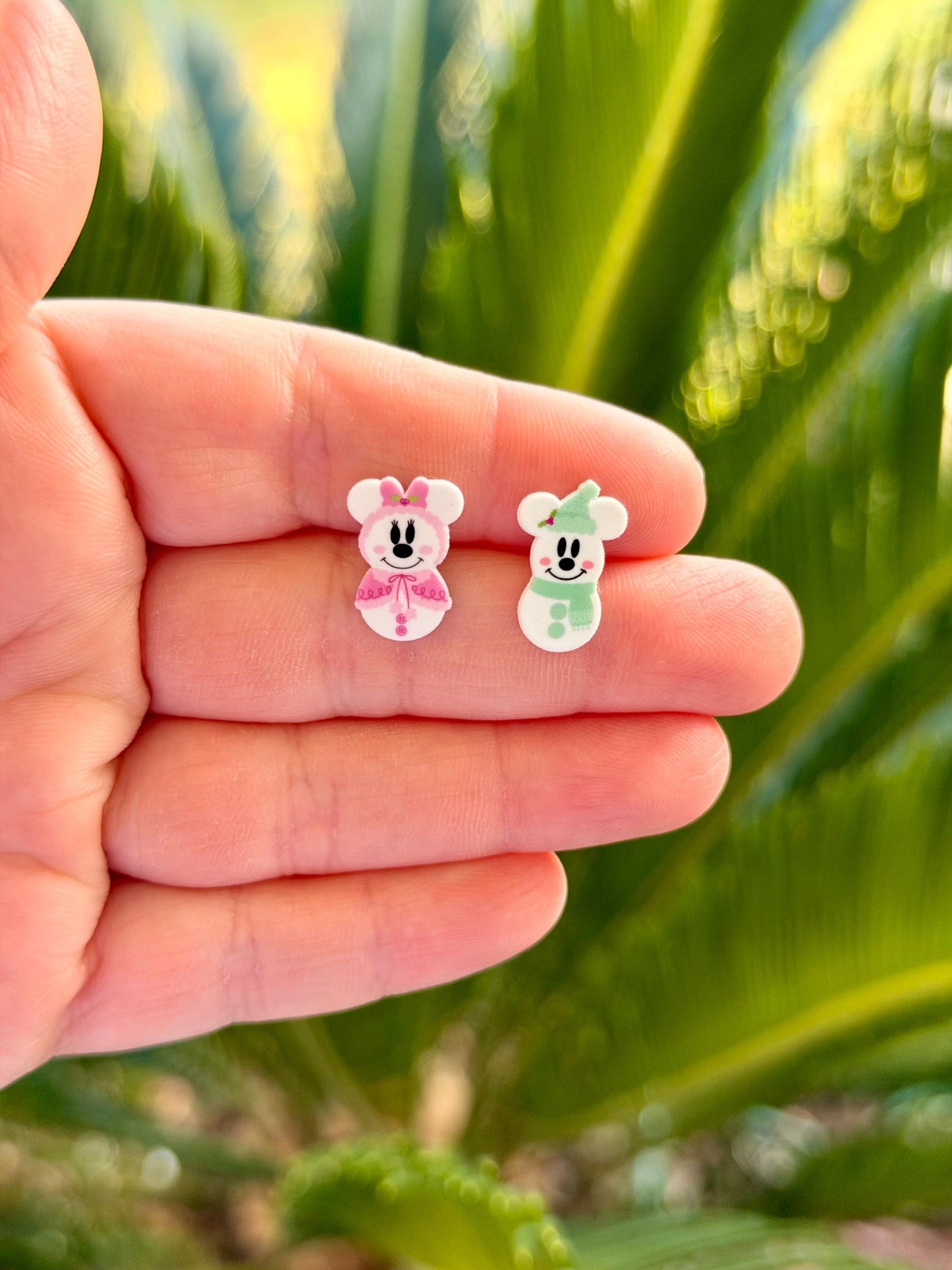 Winter Pastel Snowman Mouse Earrings