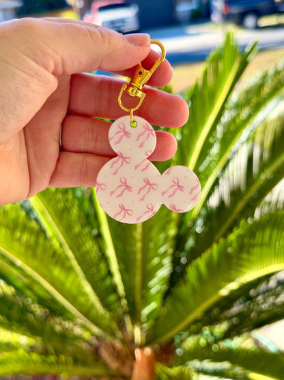Bag Charm Pink Coquette Bow Mouse