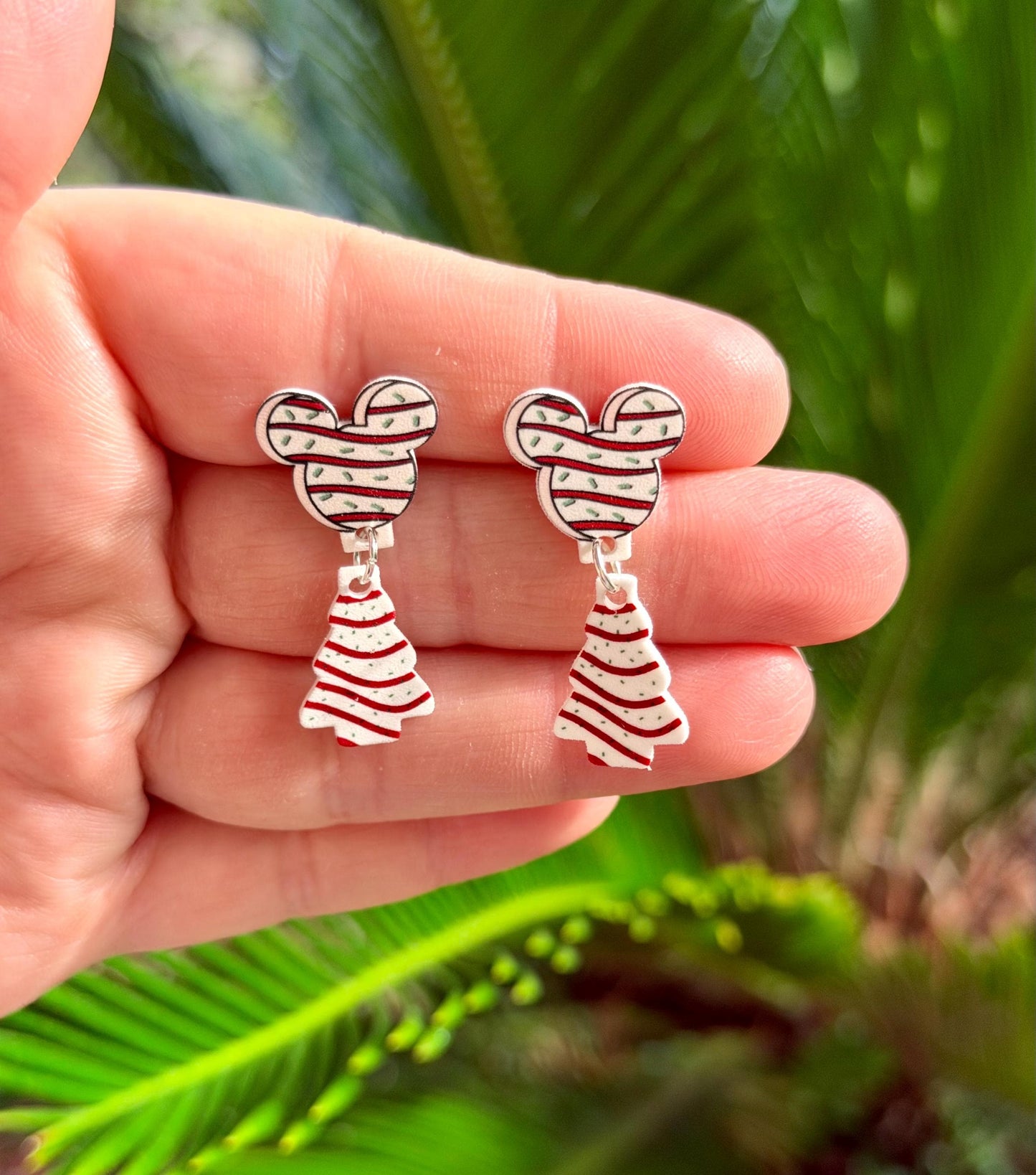 Dangle Christmas Tree Cake Earrings